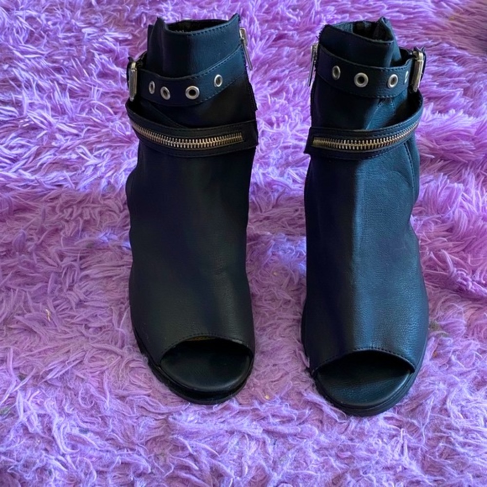 Host Pick✨Call It Spring Peeptoe Ankle Zip Boots - Picture 3 of 12